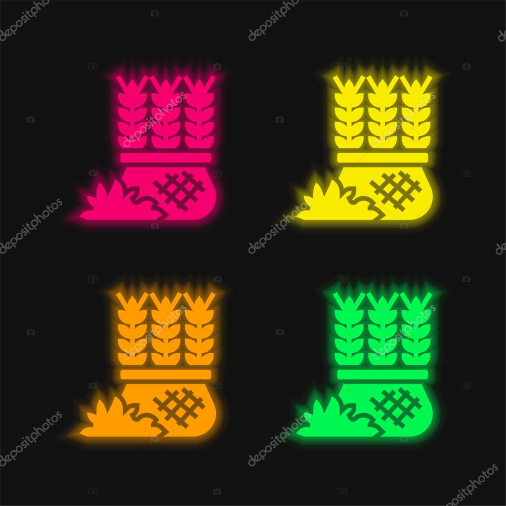 Barley four color glowing neon vector icon