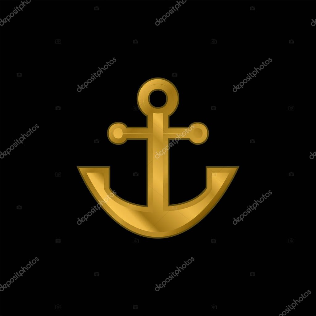 Anchor gold plated metalic icon or logo vector