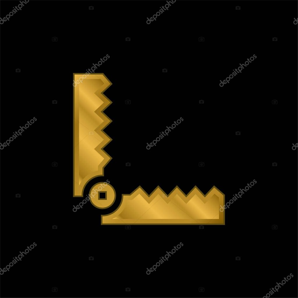 Bear Trap gold plated metalic icon or logo vector