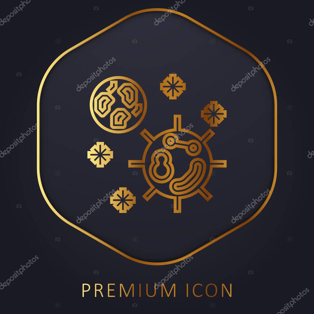 Bacteria golden line premium logo or icon