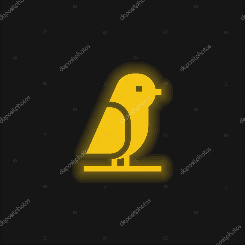 Bird yellow glowing neon icon