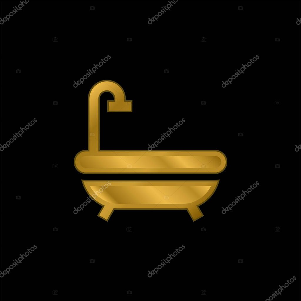 Bathtub gold plated metalic icon or logo vector