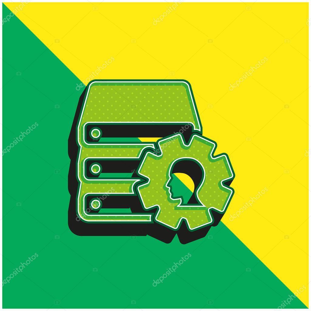 Books Stack With Cogwheel And Male Side View Image Green and yellow modern 3d vector icon logo