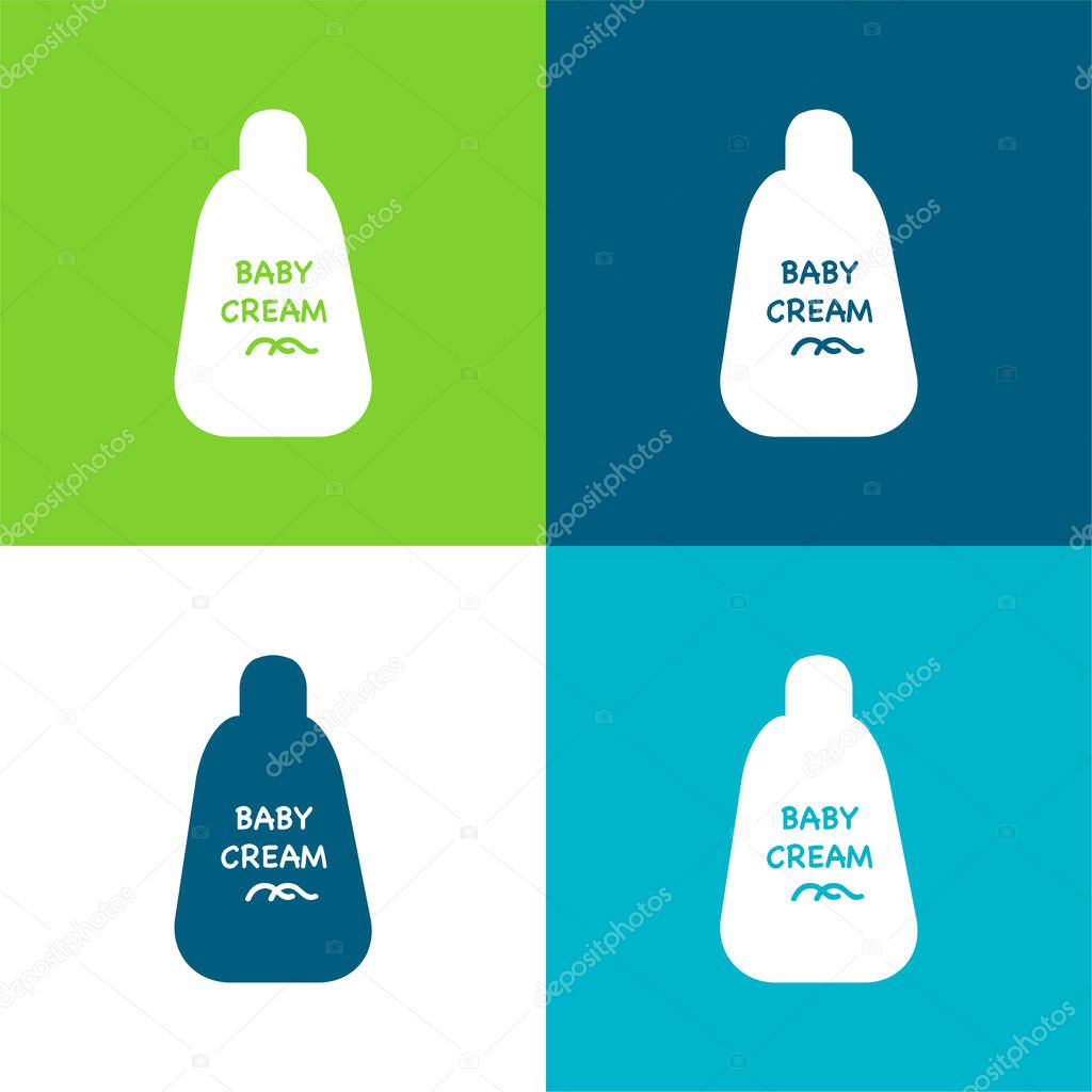 Baby Cream Bottle Flat four color minimal icon set