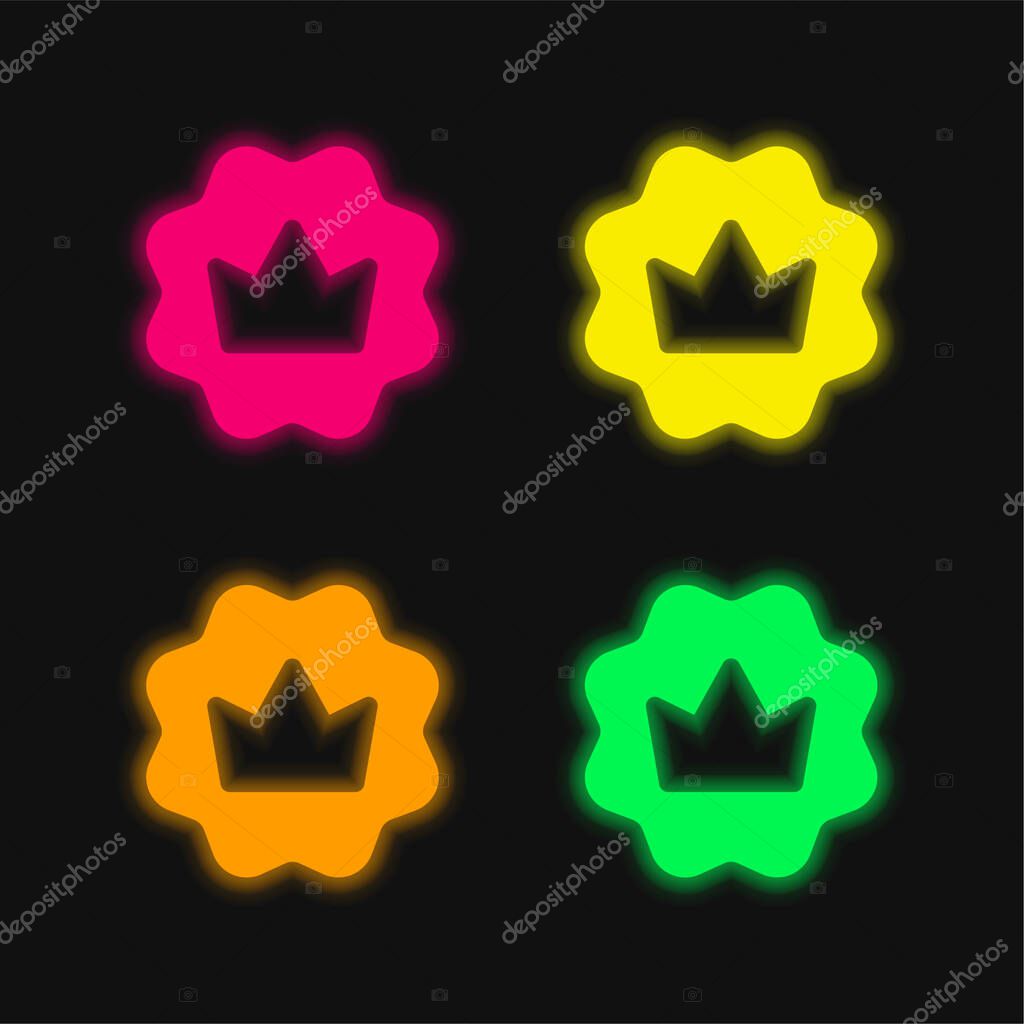 Badge four color glowing neon vector icon
