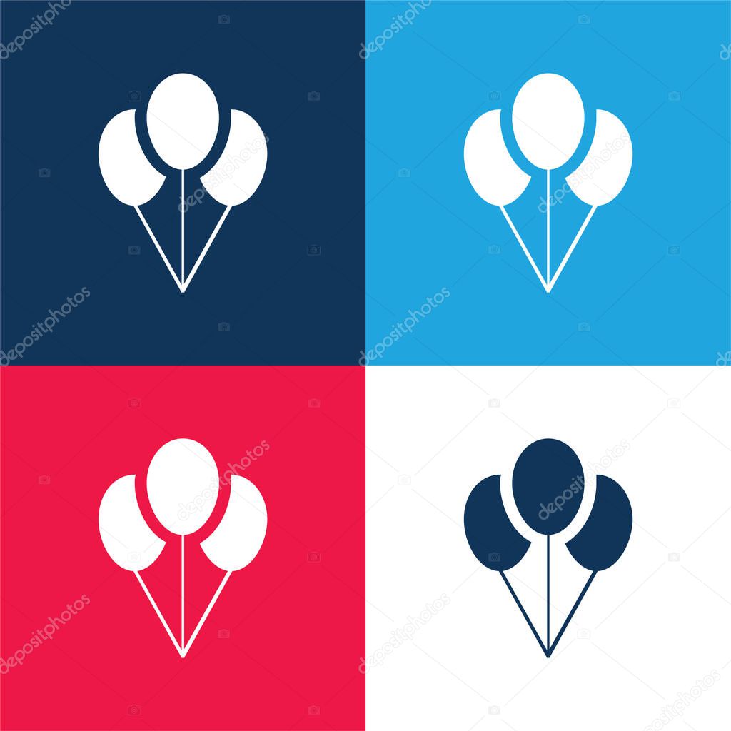 Balloons blue and red four color minimal icon set