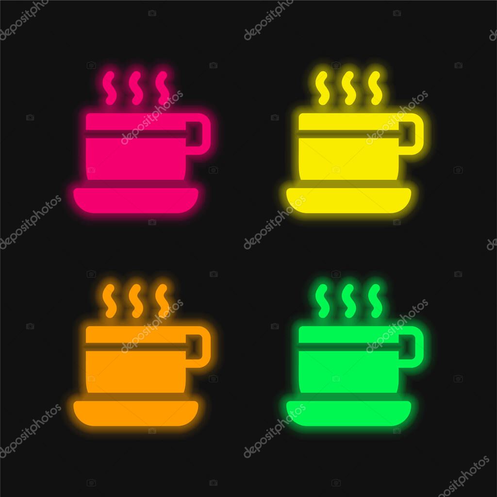Break Time four color glowing neon vector icon