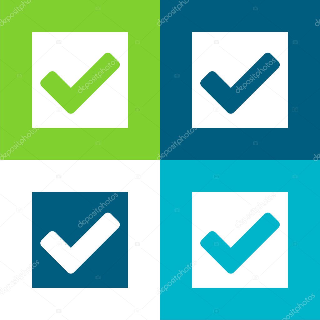Accept Flat four color minimal icon set