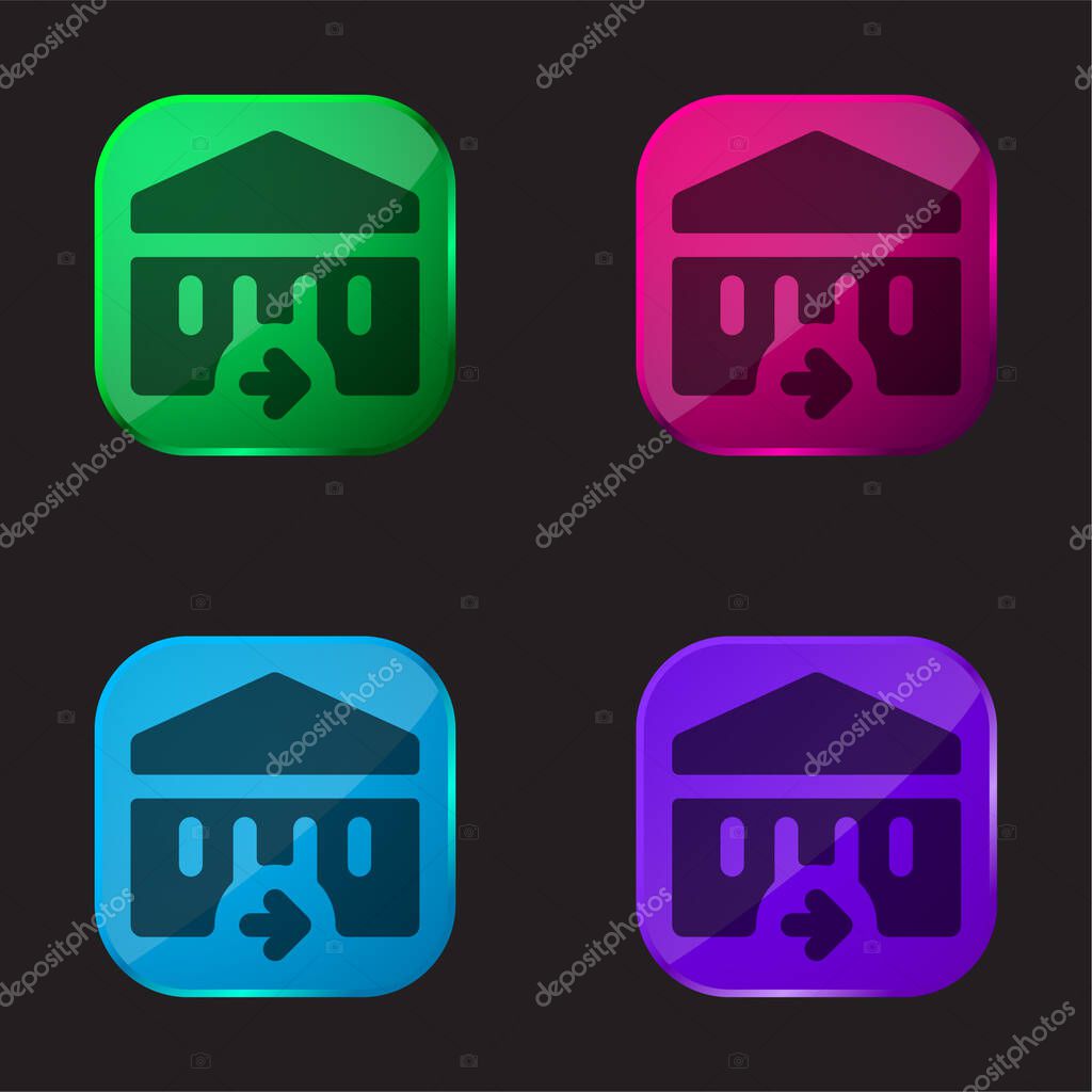 Bank four color glass button icon