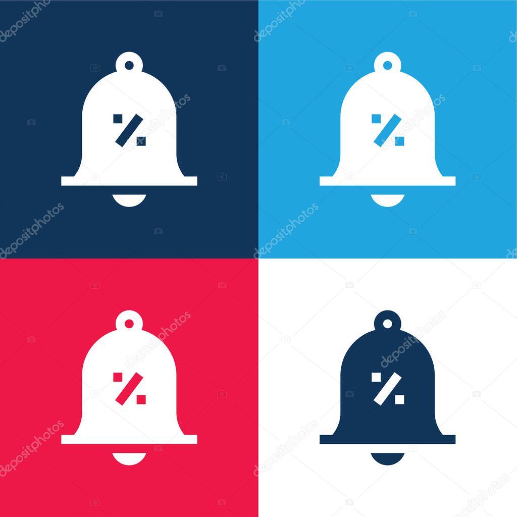 Bell blue and red four color minimal icon set