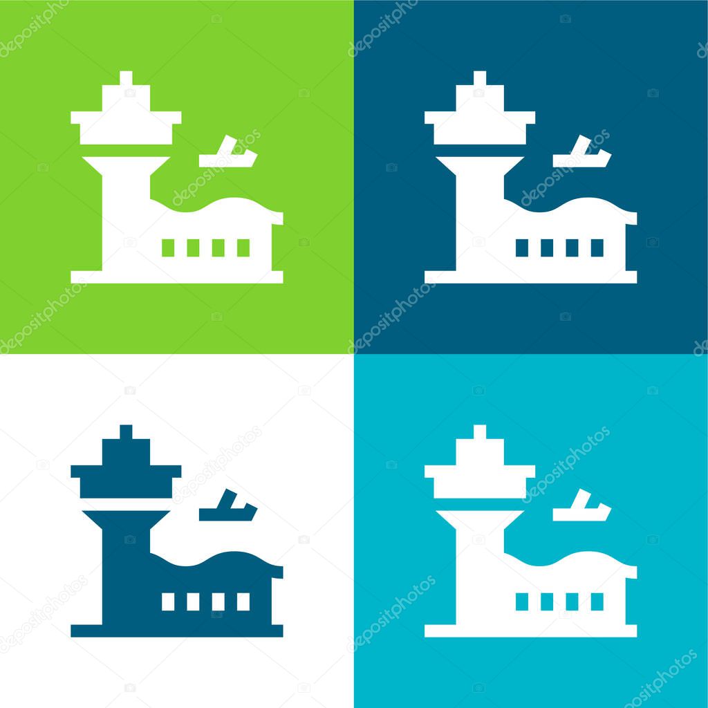 Airport Flat four color minimal icon set