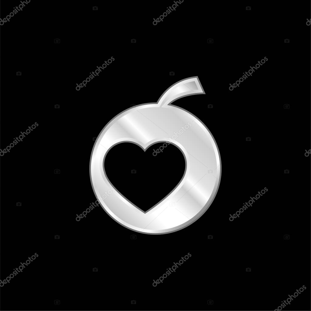 Apple silver plated metallic icon
