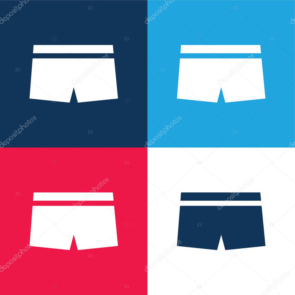 Boxers blue and red four color minimal icon set