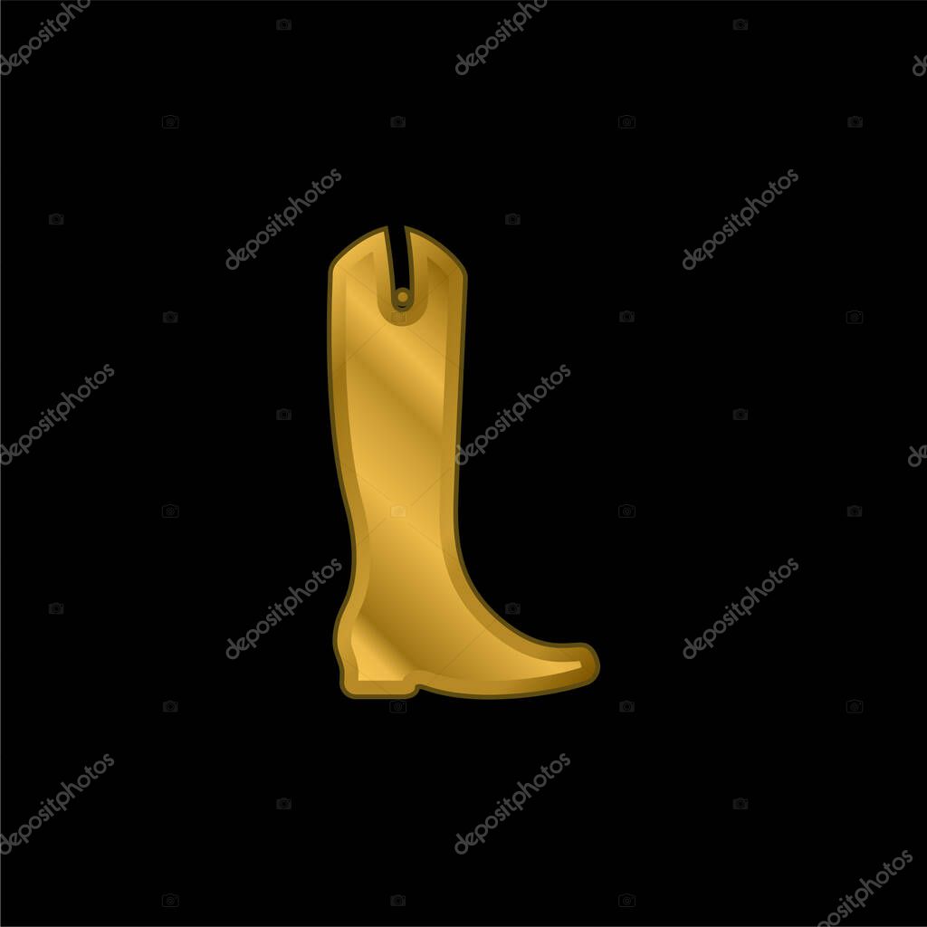 Boot Tall And Black gold plated metalic icon or logo vector