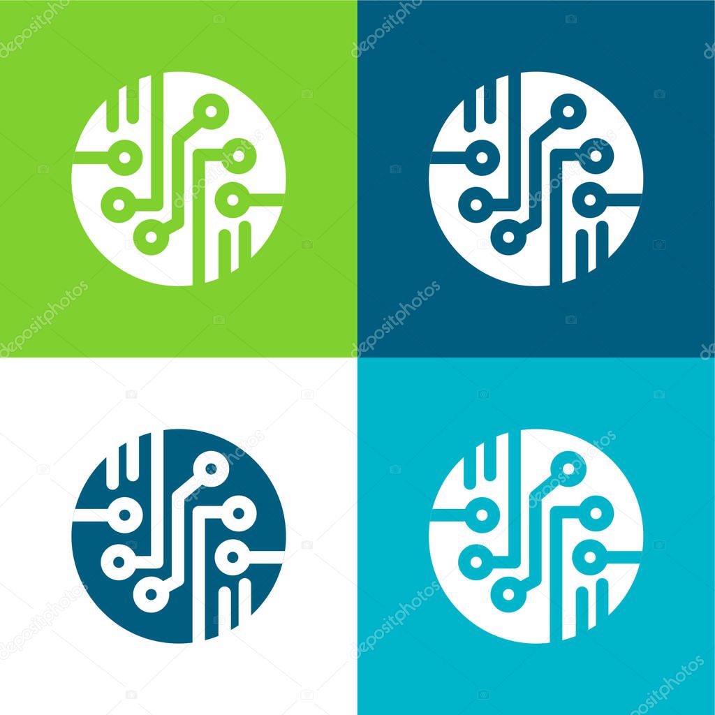 Bio Sensor Flat four color minimal icon set