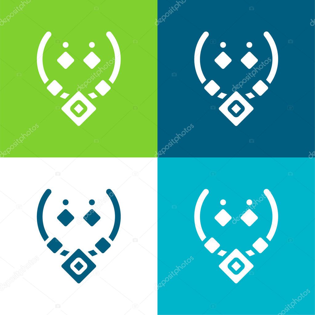 Aztec Necklace Flat four color minimal icon set