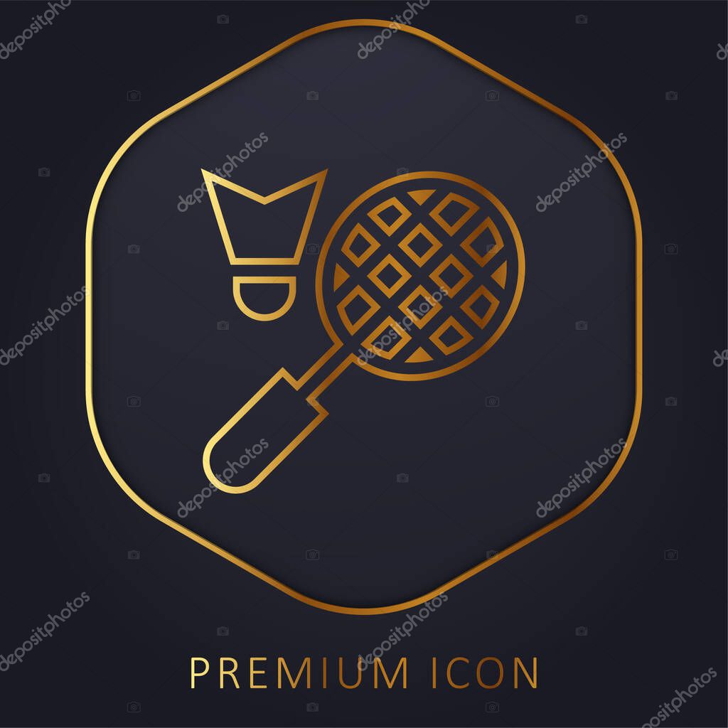 Badminton golden line premium logo or icon