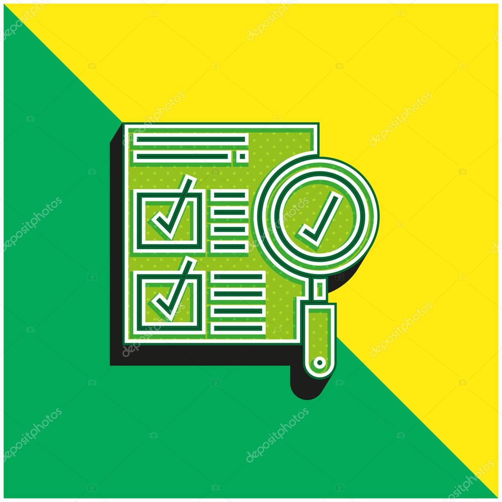 Approval Green and yellow modern 3d vector icon logo