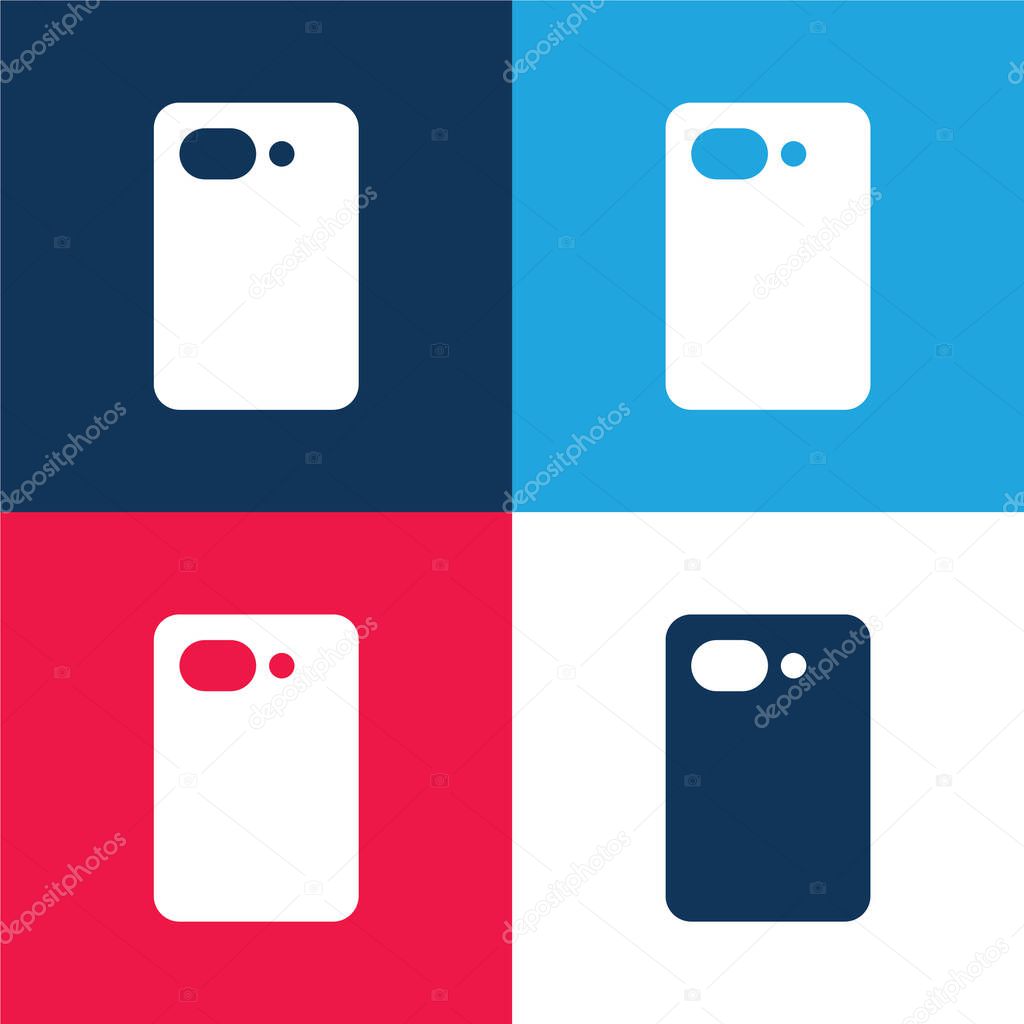 Back Camera blue and red four color minimal icon set
