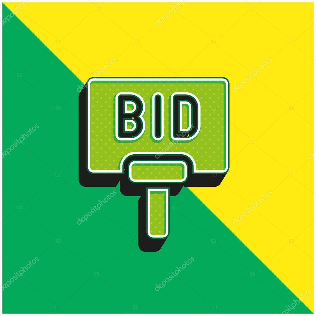 Bidding Green and yellow modern 3d vector icon logo