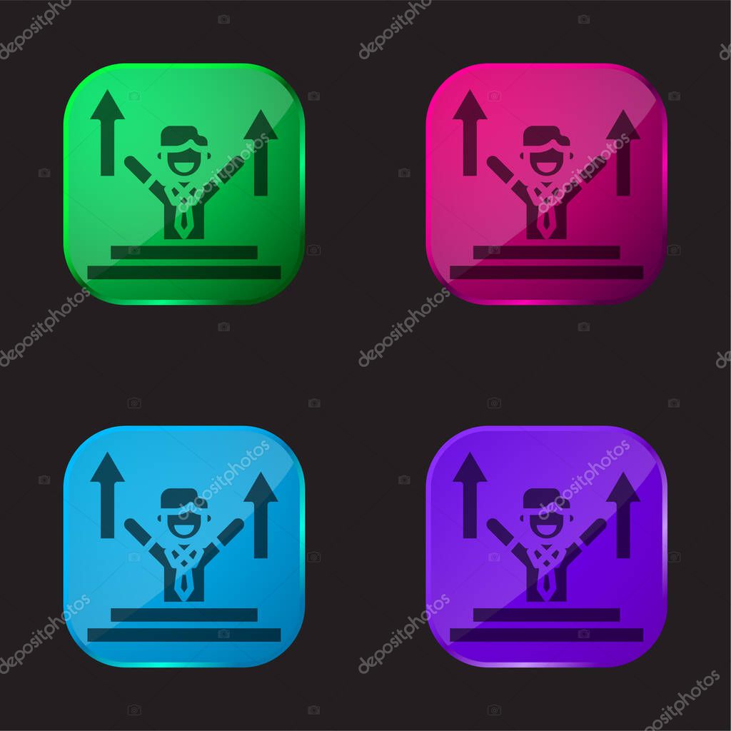Advance four color glass button icon