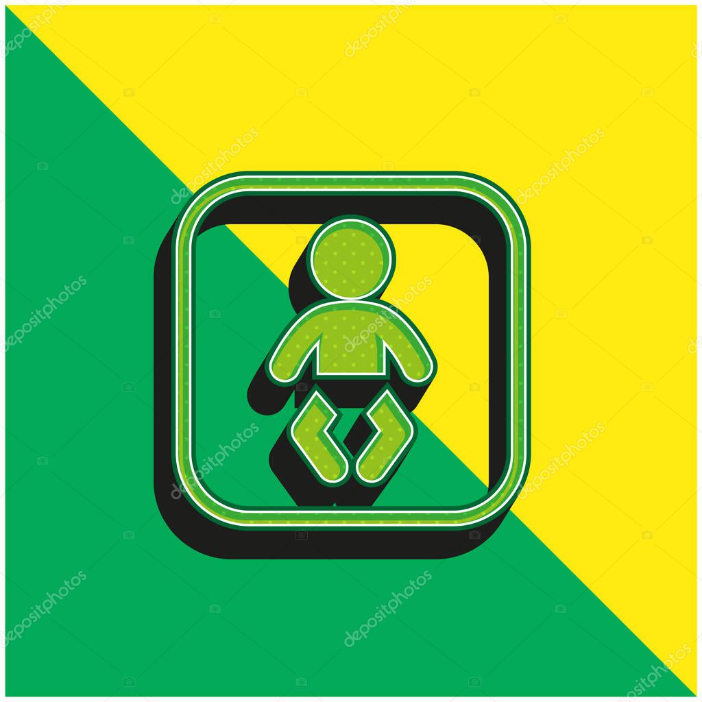 Baby Zone Green and yellow modern 3d vector icon logo