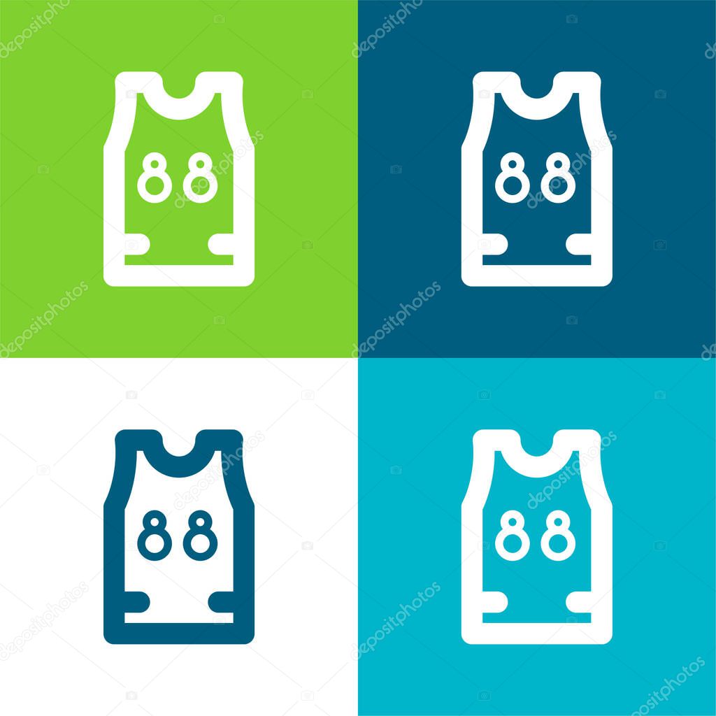 Basketball Jersey Flat four color minimal icon set