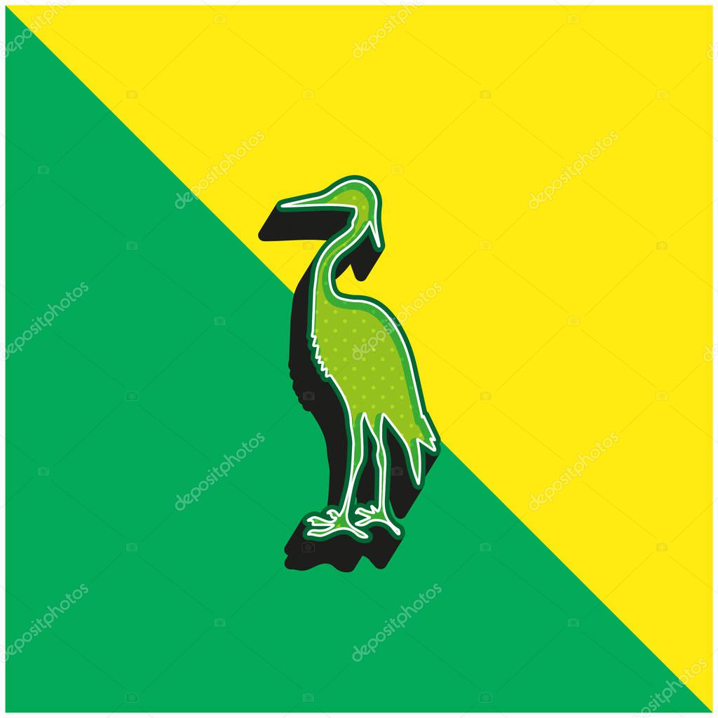Bird Crane Shape Green and yellow modern 3d vector icon logo