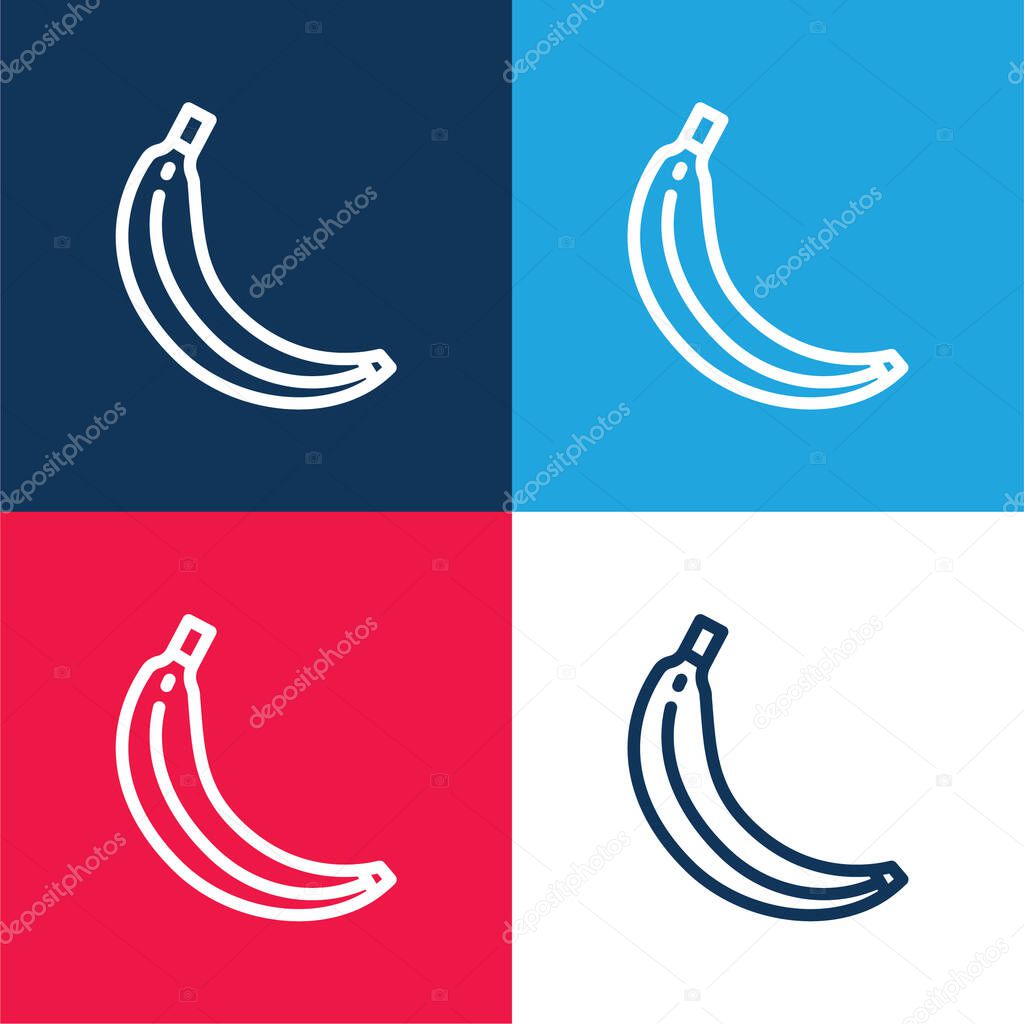 Banana blue and red four color minimal icon set