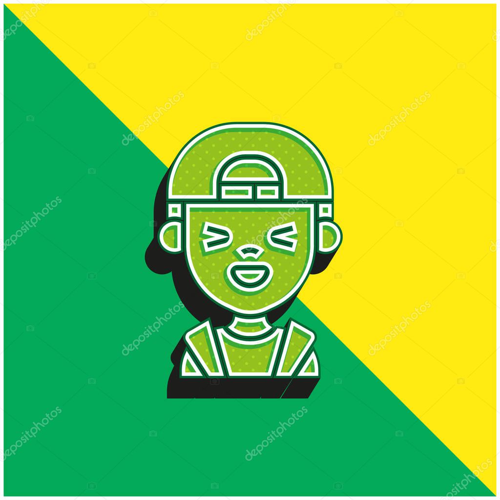 Boy Green and yellow modern 3d vector icon logo