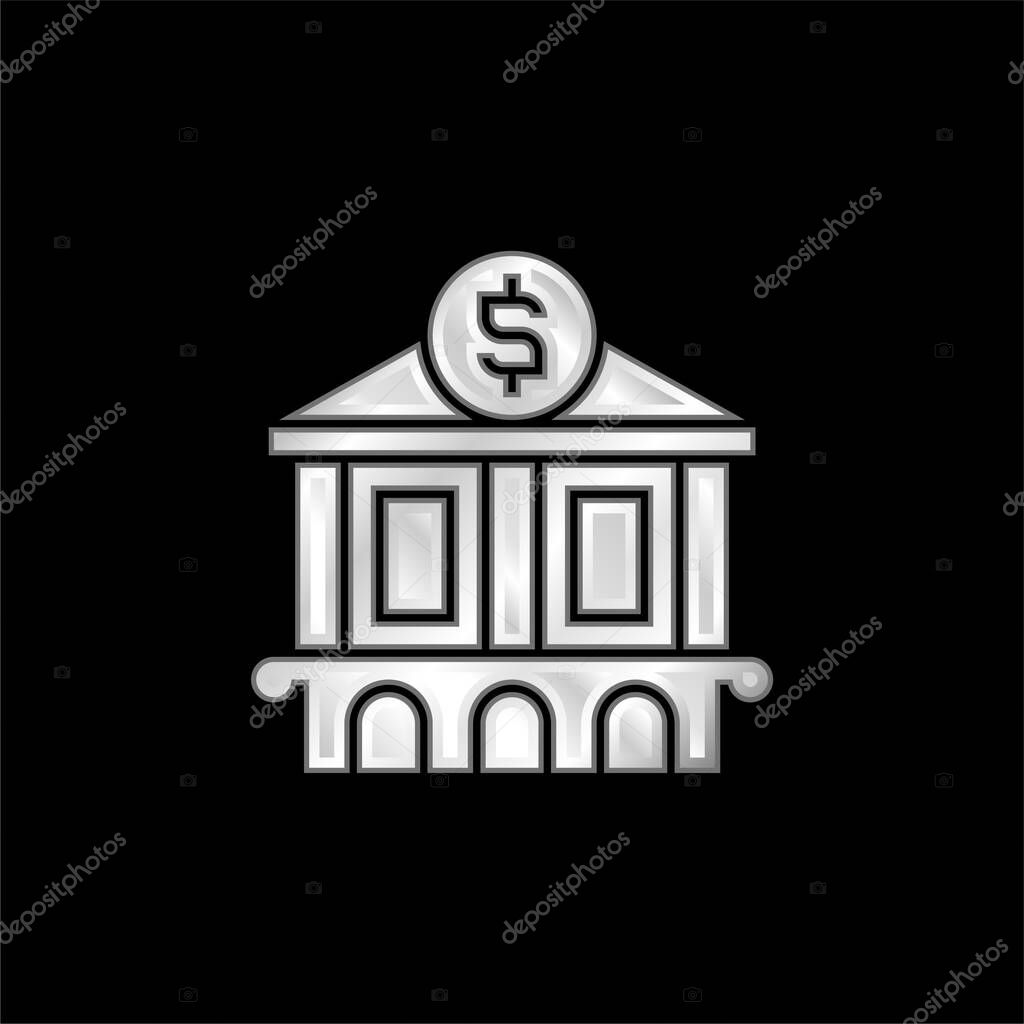 Bank silver plated metallic icon