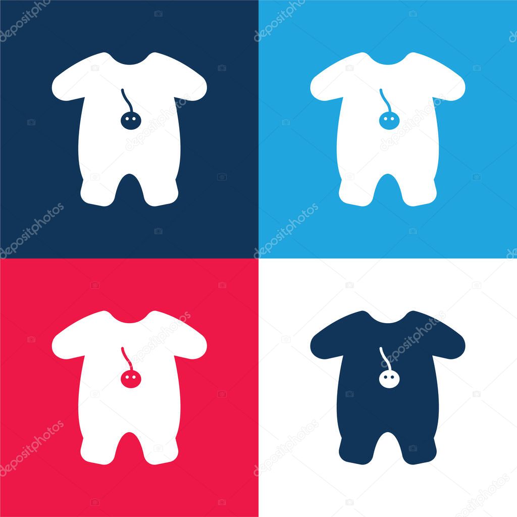 Baby Outfit With Cartoon Design blue and red four color minimal icon set