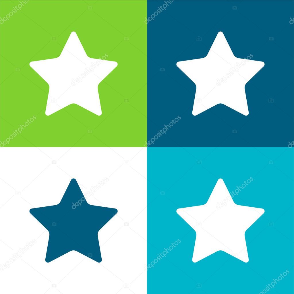 Black Star Silhouette Flat four color minimal icon set