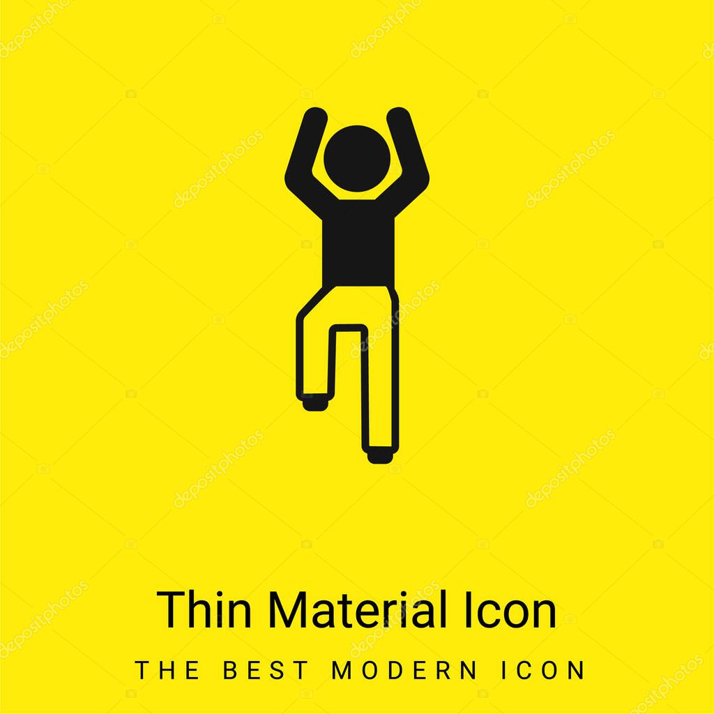 Boy Flexing Arms And One Leg minimal bright yellow material icon