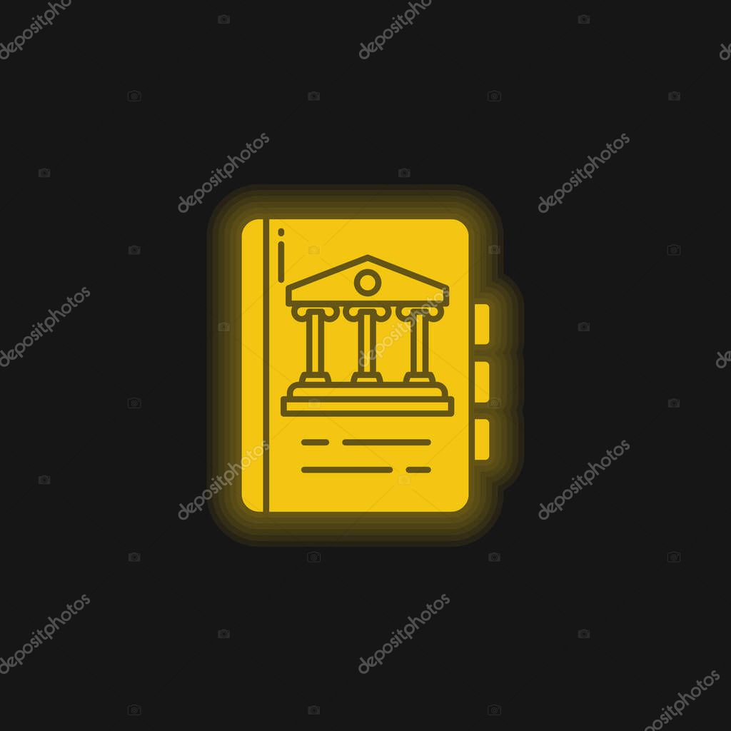 Book yellow glowing neon icon