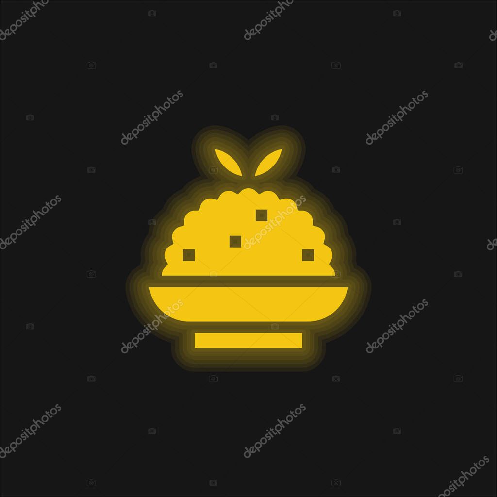 Biryani yellow glowing neon icon