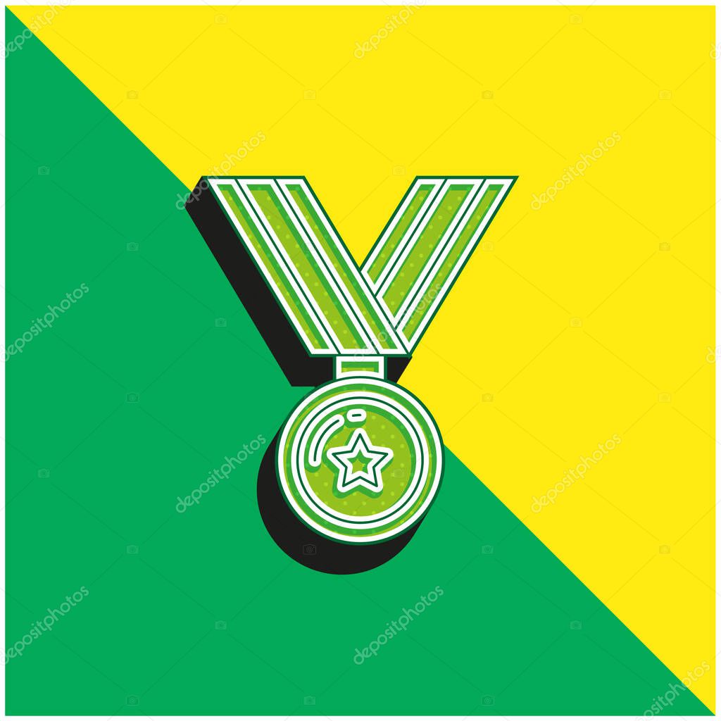 Award Green and yellow modern 3d vector icon logo