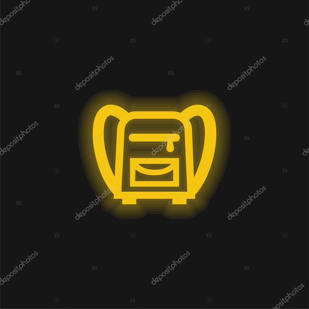 Back Bag For School yellow glowing neon icon