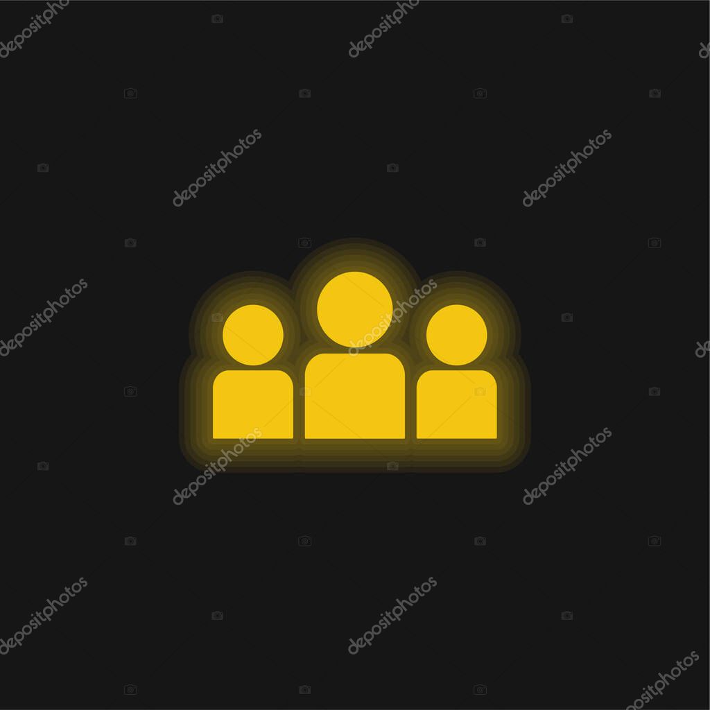 About Us yellow glowing neon icon