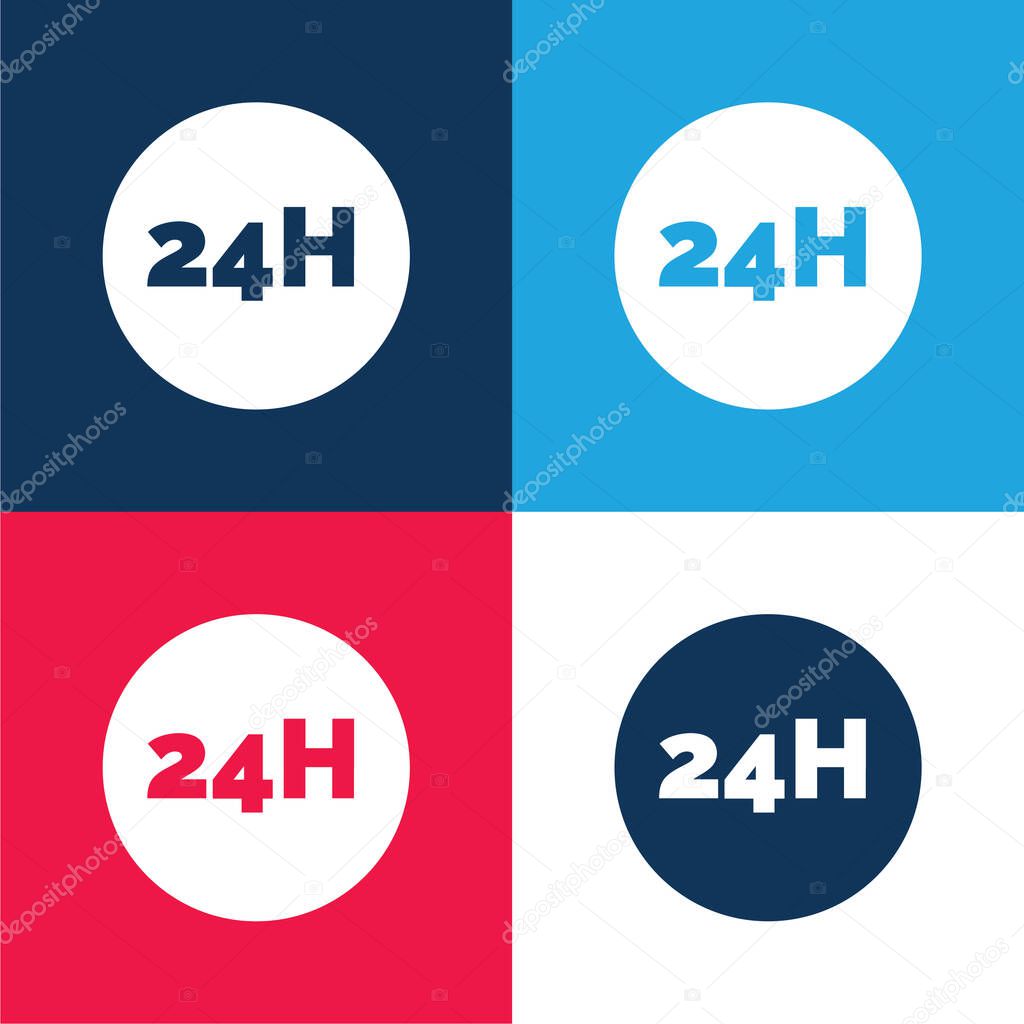 24 Hours blue and red four color minimal icon set