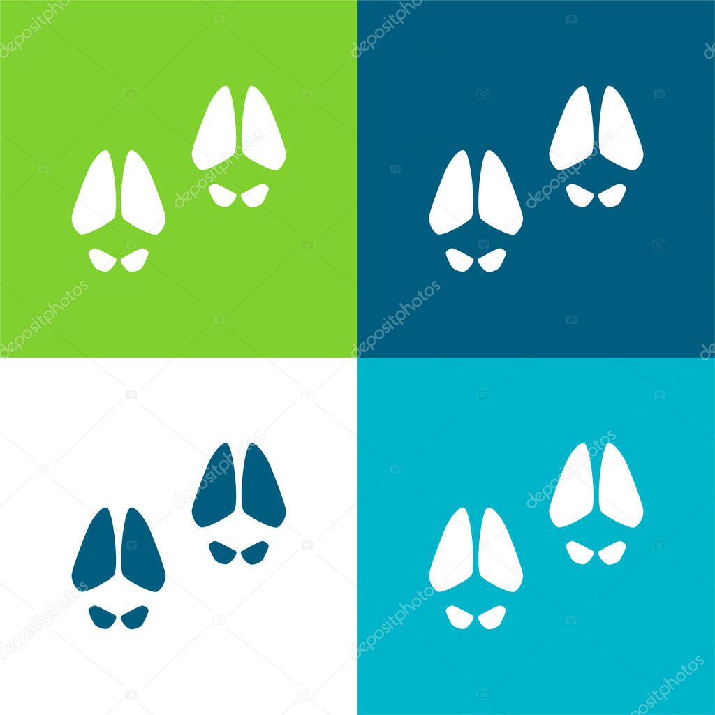Animal Footprints Flat four color minimal icon set