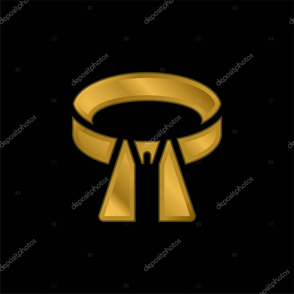 Belt gold plated metalic icon or logo vector