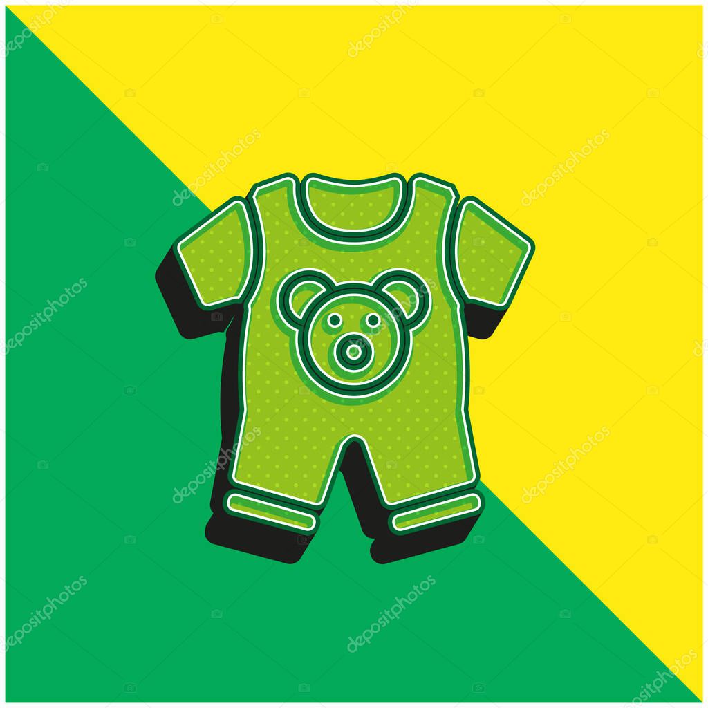 Baby Clothes Green and yellow modern 3d vector icon logo