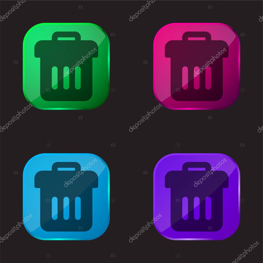 Bin four color glass button icon
