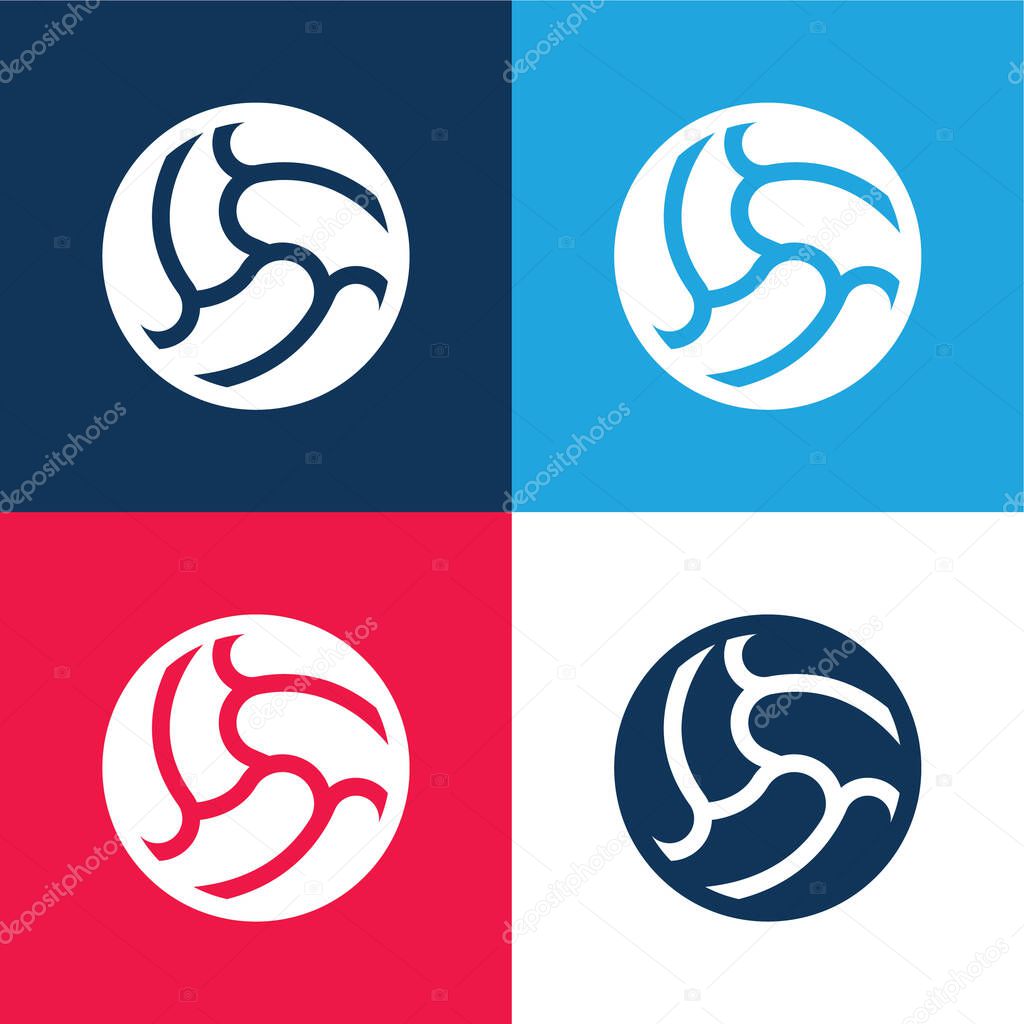 Ball blue and red four color minimal icon set