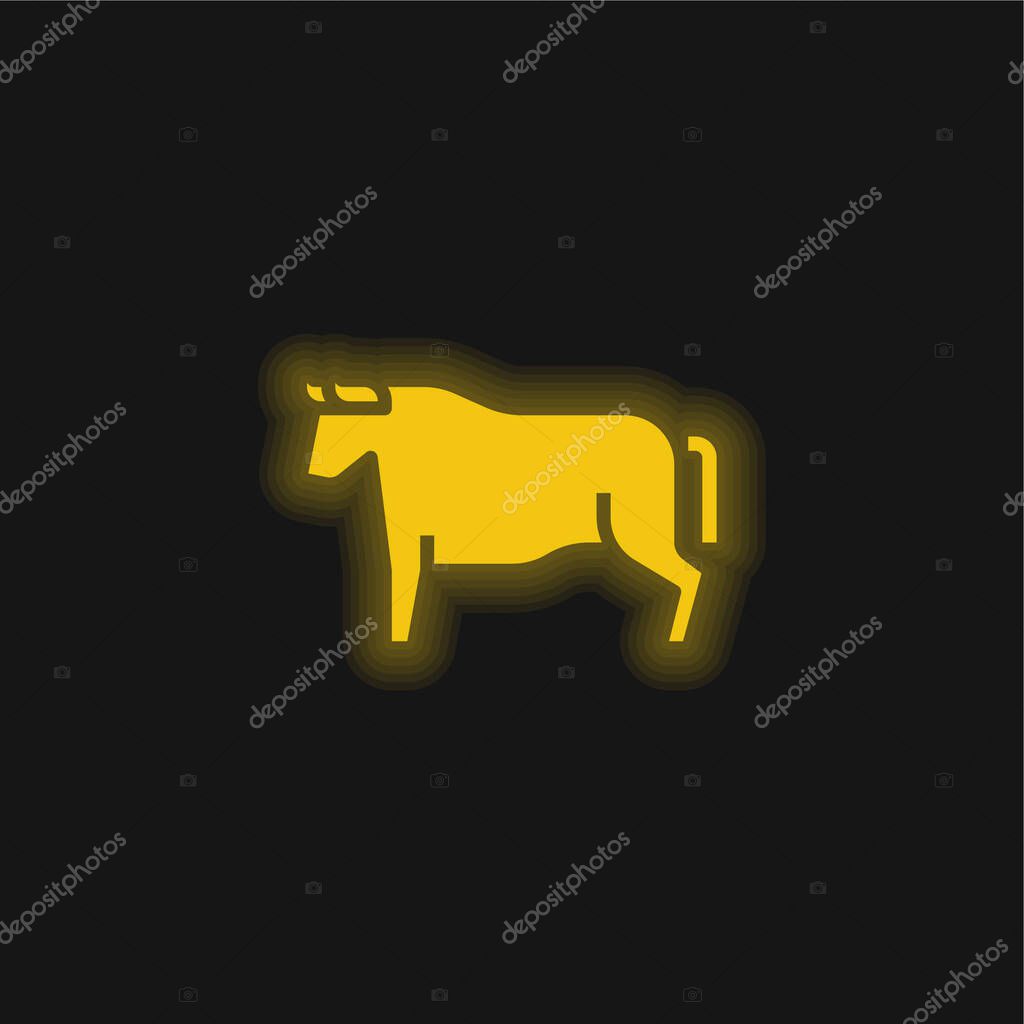 Beef yellow glowing neon icon