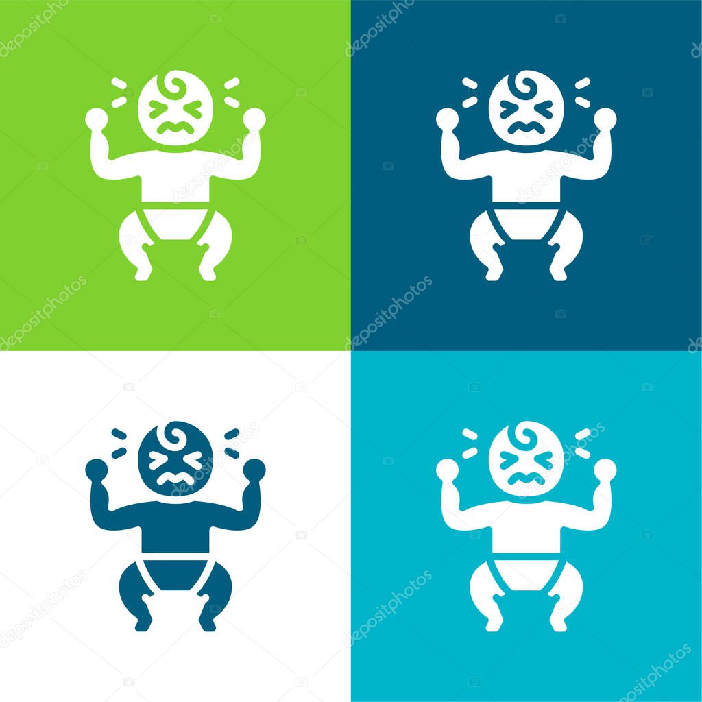 Baby Crying Flat four color minimal icon set