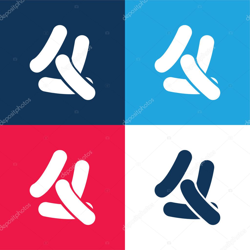 Bacteria blue and red four color minimal icon set