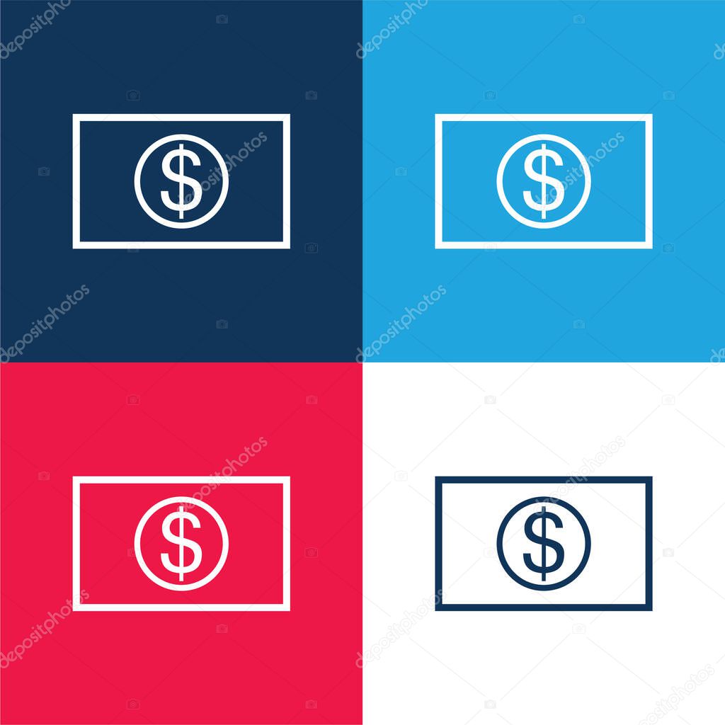 Big Dollar Bill blue and red four color minimal icon set