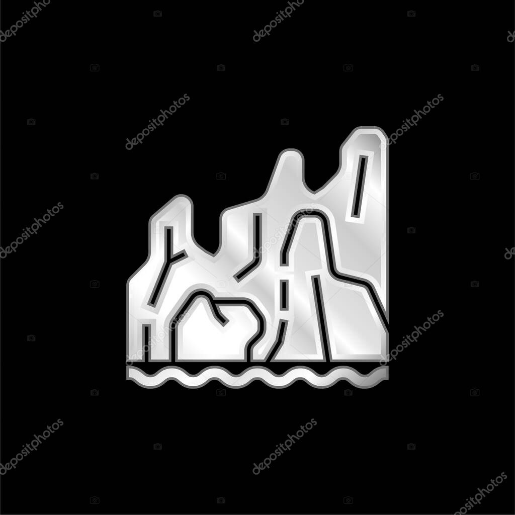 Beach silver plated metallic icon